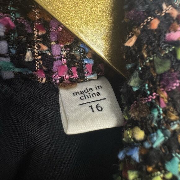 Coldwater Tweed Military Jacket Blazer Size 16 Black Full Zip Preppy Work Modest - Picture 4 of 7